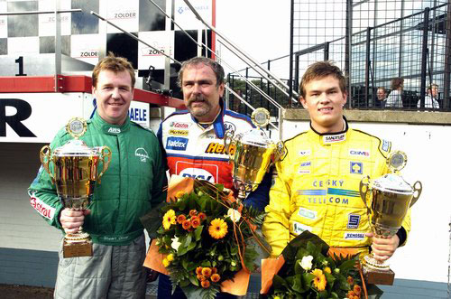 Stuart Oliver, Lutz Bernau a Adam Lacko po sobotn�m poh�rov�m z�vod�