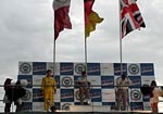 Adam Lacko on the victory rostrum in Le Mans, France