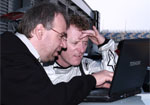 Miroslav Budík and racing driver Dan Skalický are evaluating the measured telemetry data