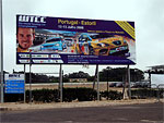 The racing event's billboard in front of the main gate of the Estoril circuit
