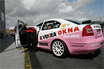 Pink Octavia car of Laura Hájková