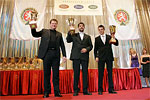 Tři ocenění jezdci (zleva) Miroslav Forman, Robert Šenkýř a Tomáš Kostka