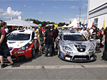 The SEAT cars, ready to go to the starting grid of the Sunday race