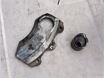 The damaged brake components, dismantled after the Sunday race
