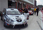 Michal Matějovský, in his SEAT Leon car before the start of the Saturday race at Imola, Italy