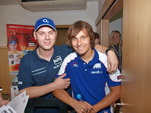 Michal a Karel Abraham před tiskovou konferencí na brněnském automotodromu