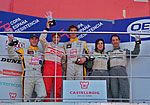 Michal Matějovský enjoyed the podium ceremony after the season-opening racing event at Valencia, Spain