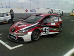 The Seat León car on the starting grid before the Sunday race at the Most Circuit