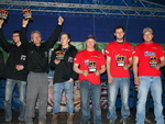 Vítězná posádka tatry ve složení Václav Svoboda, Zdeněk Novák a Milan Drázda při přebírání trofejí za 2. místo na polské MT-Rally 2014