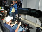 Michal Matějovský během prezentační jízdy na motorsport simulátouru