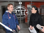 Michal Matějovský s redaktorkou TV Nova Sport Ditou Kocmanovou během natáčení rozhovoru pro pořad Rychlá kola