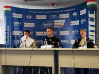 Michal Matějovský na tiskové konferenci po vítězství na maďarském Hungaroringu