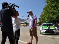 Michal Matějovský během rozhovoru pro TV Eurosport na Barum Czech Rally Zlín 2015