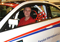 Michal Matějovský si na výstavě v Essenu vyzkoušel posez v závodním voze BMW M3 Coupe pro rok 2008
